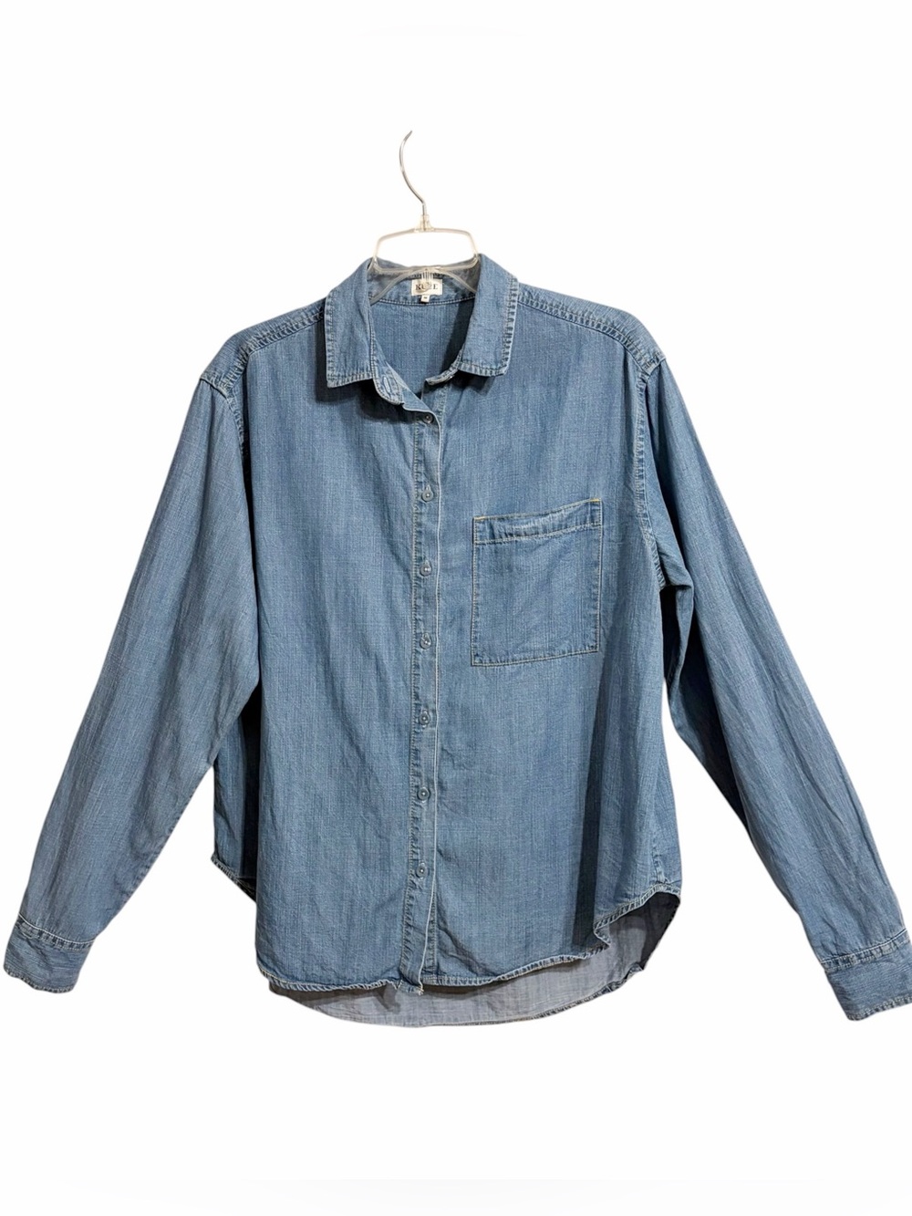 Kule Quinn Chambray Heritage Button Up Shirt Womens M Relaxed Coastal Cowgirl